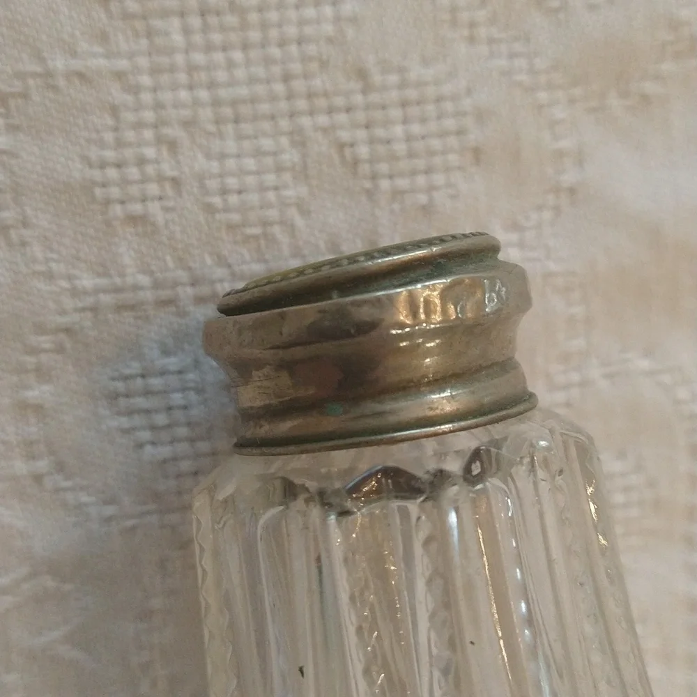 Vintage mother of Pearl silver salt pepper shakers cottagecore shabby chic
